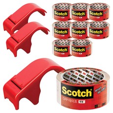 3M Scotch 包裝盒膠帶座DP-300RD+包裝膠帶P65透明48mm×40m 3p一套, 混色, 3組