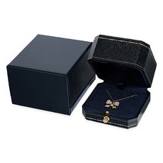 高級素色飾品禮品項鍊盒, 1個, 海軍藍