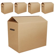 Casber科百承印 耐重版五層波浪瓦楞紙箱 釘封側提孔 厚8mm, 卡其色, 1組, 50 x 40 x 35cm