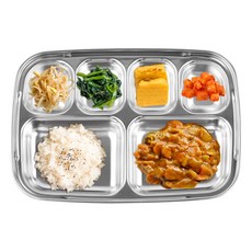 東洋商事 素色不鏽鋼餐盤 6格, 單一顏色