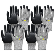 HANWOO Top Grip 1000 CUT4 防割NBR塗層安全手套, 4個, 單一顏色