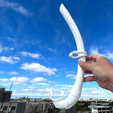 ButterFly Fish 蝴蝶魚 自由潛水J型呼吸管 SN2201 附連接環, 軟質矽膠, 可彎折收納, 不適用, 白色