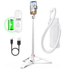 셀루미 Type C 충전 풀 포퍼먼스 스마트폰 셀카봉삼각대 130cm, SEL-CT1300M-PRO, 화이트 + 로즈골드, 1개