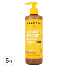 [쿠팡수입] 알라피아 어센틱 아프리칸 블랙솝 올인원 바디워시 로즈워터 피오니, 476ml, 5개