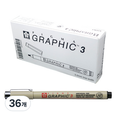 Pigma SAKURA 櫻花圖像藝術筆 3.0mm, BK, 36個