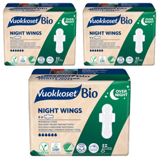 Vuokkoset Bio Night Wing夜用衛生棉 大型, 夜用型(317mm), 9入, 3包