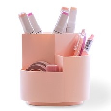 창신리빙 360도 회전형 3단 연필꽂이, 라이트핑크, 1개