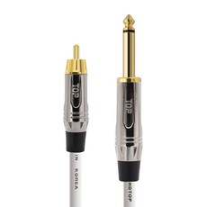 HDtop RCA 轉 5.5 單聲道連接線 3m, 金屬白, 1個, HT-TP3627