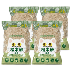 Catfeet 崩解型天然松木砂 20lb, 綠茶, 4袋