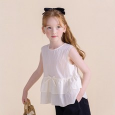 ILoveJ 女童摺飾荷葉邊無袖T恤