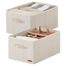 HANSSEM Hanssem寢具 抽屜式大型收納箱 + 抽屜式包包整理盒組合, 自然米色, 1套