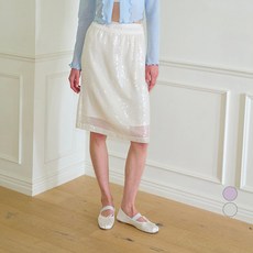 살롱드욘 여성용 스팽글 레이어드 롱 스커트 세트