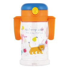 Skater 吸管水壺 HI! MY ZOO, HI! MY ZOO 橘色 + 藍色, 370ml, 1個