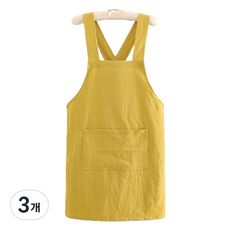 cofv 家用廚房用透氣棉質圍裙, 3個, 黃色
