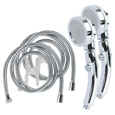 홈다움 360도회전 3단마사지 절수 스토퍼 샤워기 헤드 헤드 + 1.5m샤워호스, 2개, 실버