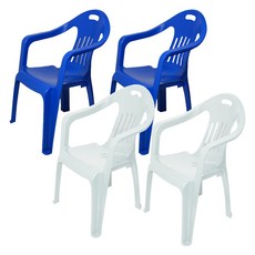 KSY 플라스틱 간이 팔걸이 등받이 의자 2종 x 2p 세트, 블루(B-239), 화이트(B-238), 1세트