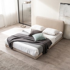 삼익가구 루시 슬림형 저상형 침대 프레임 + 라텍스 7존 독립스프링 매트리스 세트 방문설치, 베이지(프레임), 그레이(매트리스)