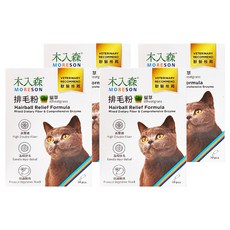 MORESON 木入森 貓咪排毛粉 精準纖維配比 19種綜合酵素, Hairball Relief, 貓草風味, 4盒, 30包
