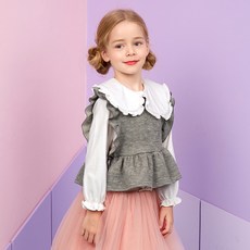 WALTON kids 女童可愛絲帶荷葉邊馬甲