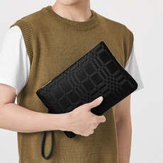 ADDEDIT 男士方格圖案Luty手拿包