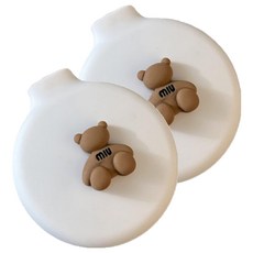 디에스 곰돌이 휴대용 거울 에어쿠션 빗, 화이트, 2개