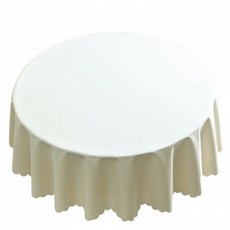 圓桌波浪邊北歐純色防水防油桌布, 淺米色, 140cm, 棉麻混紡易清潔, 淺米波浪邊, 1個