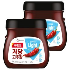해찬들 저당 고추장, 500g, 2개