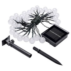 WIDE VIEW 太陽能防水氣泡球燈 LED裝飾燈組 370g 30顆, 黑色 + 透明色, 1組