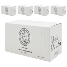 VERT BLANC 烘衣衣物柔軟片, 寶寶麝香味, 植物性柔軟成分, 溫和減少皮膚刺激, 弱酸性, 1入, 5盒