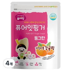 퓨어잇 퓨어잇핑거 동그란 자일리톨 과일링, 감귤, 40g, 4개