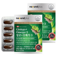 내츄럴플러스 징코 오메가3, 60정, 2개