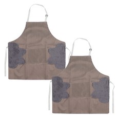 可擦手日式加厚防水防油圍裙 兩側珊瑚絨吸水毛巾設計, 咖啡, 2件