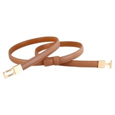 真皮頭層牛皮帶寬女士對釦腰帶 適合腰圍90cm以下, 1.5cm, 棕色