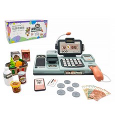 OhBabyLaugh 玩具收銀機 Set, 25件配件組, 墨綠灰, 1組