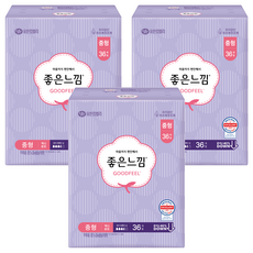 좋은느낌 오리지널 맥시슬림 생리대 날개형, 중형, 36개입, 3개