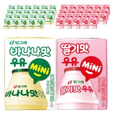 빙그레 바나나맛우유 mini 120ml 24p + 딸기맛우유 mini 120ml 24p