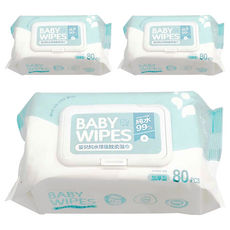 FAmILyLIFE 生活 嬰兒純水珍珠紋柔濕巾 掀蓋式, 50g, 80張, 3包