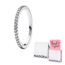 PANDORA 潘多拉 女款閃耀環戒 192999C01 + 購物袋 + 訊息卡 + 品質保證書(百貨公司售後服務)