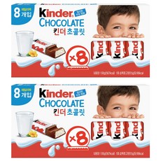 kinder 健達 牛奶內餡巧克力 8條裝, 2盒, 100g