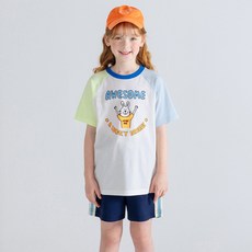 ILoveJ 兒童透氣 O 萬歲兔撞色短袖T恤 PUUTO18