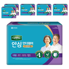 디펜드 남녀공용 안심 언더웨어 프리미엄 성인기저귀, 대형, 12개입, 6개
