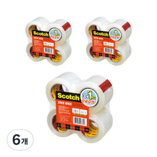 3M Scotch 包裝用膠帶補充包 132R 48mm x 20m 4入, 透明, 6個