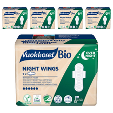 Vuokkoset Bio Night Wing夜用衛生棉 大型, 夜用型(317mm), 9片, 5包