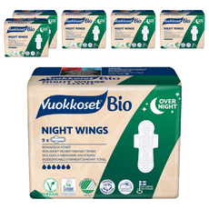Vuokkoset Bio Night Wing夜用衛生棉 大型, 夜用型(317mm), 9片, 6包