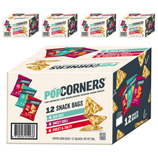 POPCORNERS 爆米花脆片組合箱, 鹹甜28g*4包+海鹽28g*4包+甜辣28g*4包, 5盒
