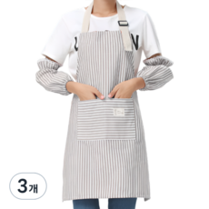 居家生活條紋圍裙, 3個, 灰色