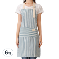 리빙홈 스트라이프 앞치마, 블루, 6개