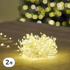 지네전구 줄전구 LED 줄조명 웜 화이트 건전지 100구, 투명 + 웜화이트, 3.5m, 2개