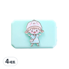 귀여운 캐릭터 아크릴 휴대용 컴팩트 렌즈통 케이스 세트, 10, 4세트