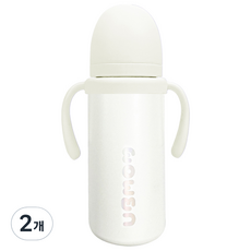 유비맘 시그니처 스테인리스 유아 빨대컵, 330ml, 2개, 구름